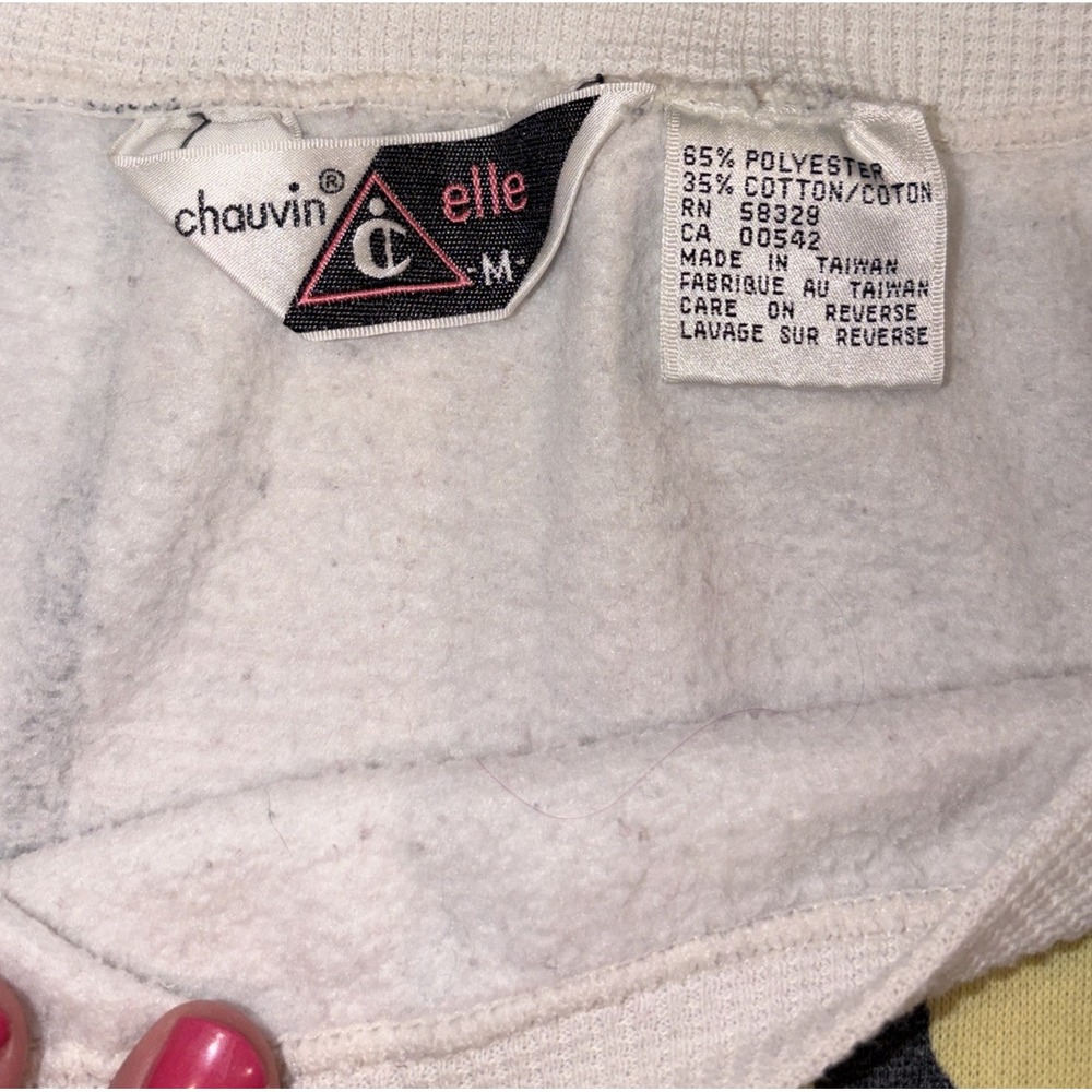Vintage Chauvin Elle Pastel Memphis-Style Pop-Art Sweatshirt Pullover Sz M - Picture 4 of 7
